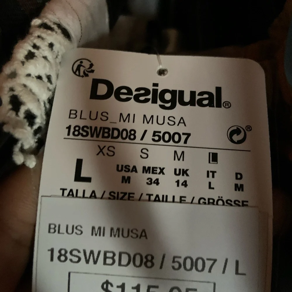 Desigual Blue Sleeveless Embroidered Tunic with White Trim